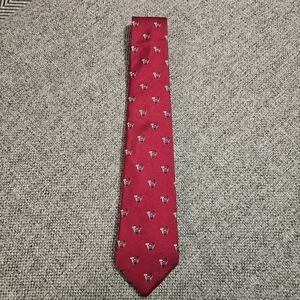 Vintage  60s Equestrian Tie By Lilly Dache Silk Deep Red  55.5" x 2.5"  Rare